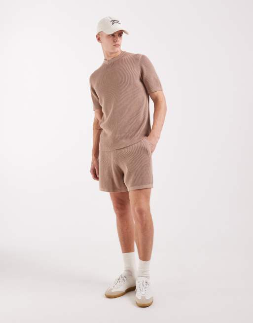 ASOS DESIGN - Gråbrune shorts i ribstrik - Del af sæt , 2 af 5