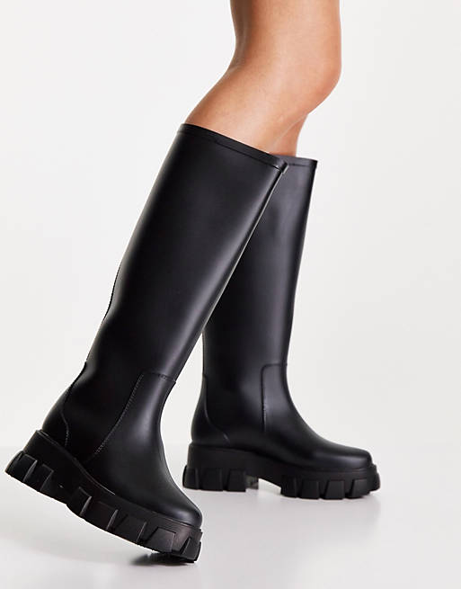 ASOS Chunky Wellington Boot in Black for Men Mens Shoes Boots Wellington and rain boots 