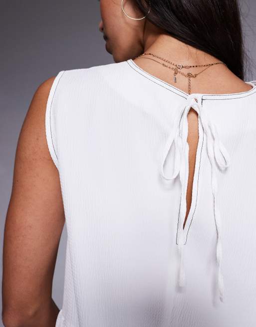 ASOS DESIGN – Gräddvit, ärmlös topp i peplum-modell med kontrastsömmar, 4 av 4