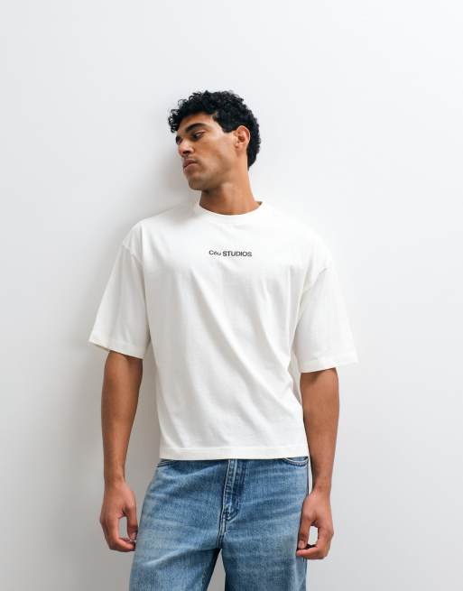 ASOS DESIGN – Gräddvit, boxig t-shirt i oversized fit med fågeltryck, 3 av 5