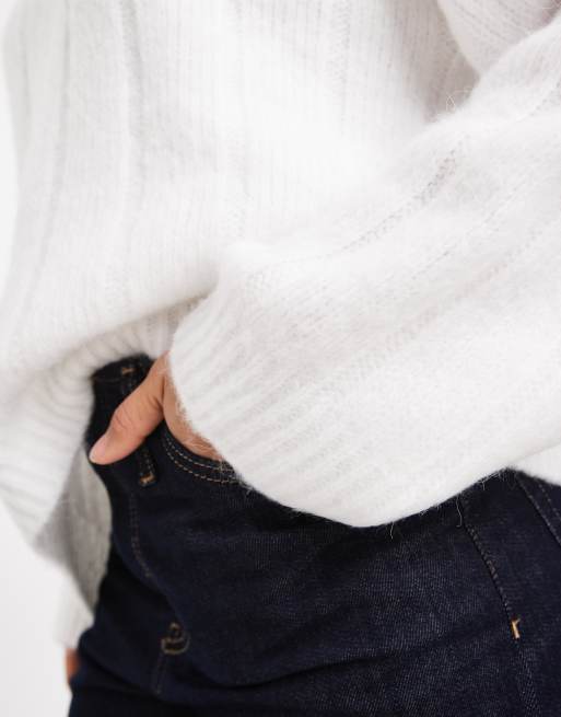 ASOS DESIGN – Gräddvit, bredribbad tröja i oversize med rund halsringning och rundad nederkant, 3 av 4
