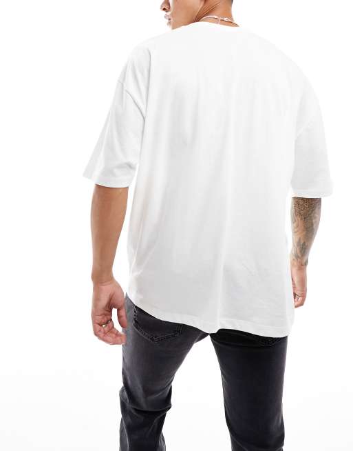 ASOS DESIGN – Gräddvit, brungrå och marinblå t-shirt i oversize med rund halsringning, 3-pack, 4 av 4