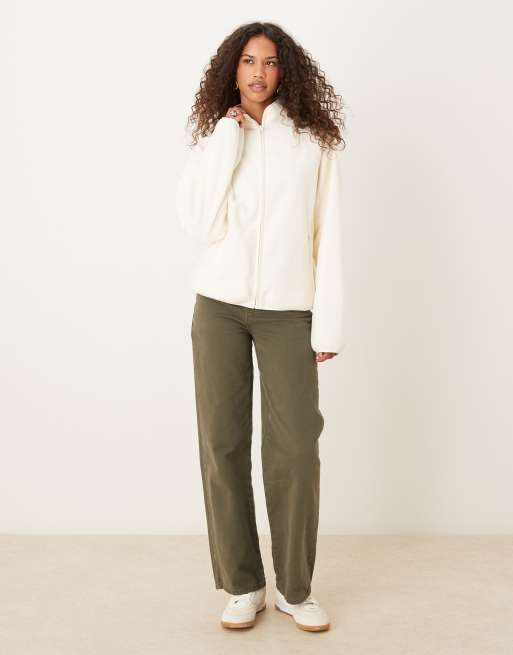 ASOS DESIGN – Gräddvit fleece med dragkedja, 4 av 4