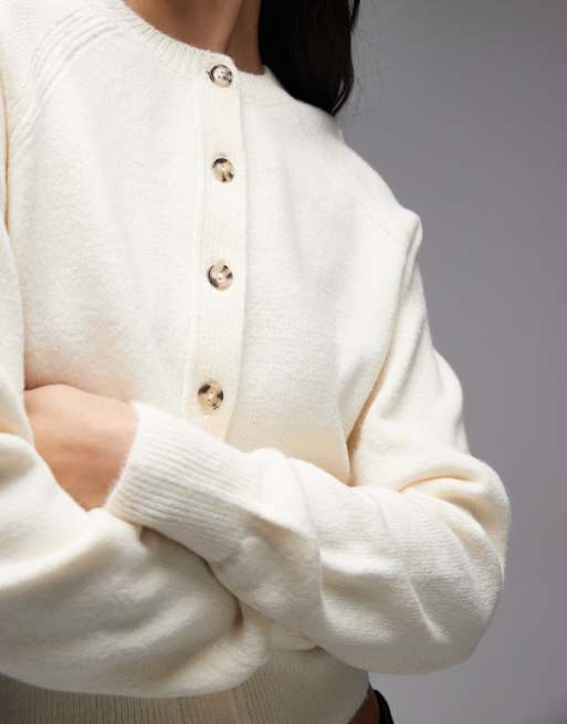 ASOS DESIGN – Gräddvit, fluffigt stickad kofta med indragen midja, 4 av 4
