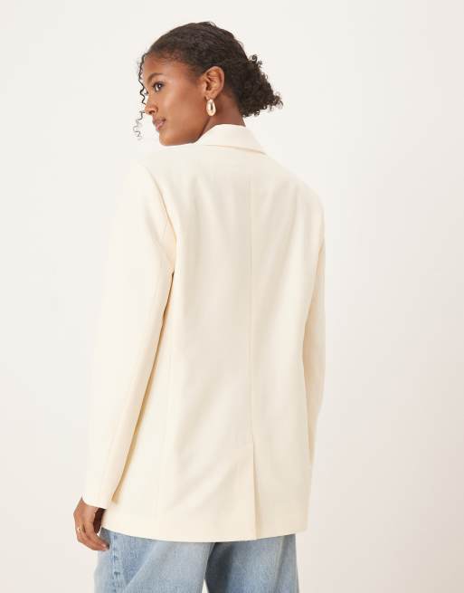 ASOS DESIGN – Gräddvit kavaj med avslappnad passform, 3 av 4