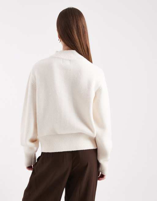 ASOS DESIGN – Gräddvit kofta med hög, rund halsringning, 4 av 4