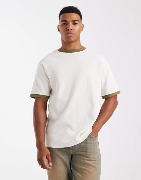 ASOS DESIGN – Gräddvit, kraftig och avslappnad t-shirt med textur - view 1