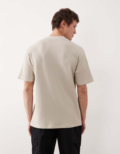 ASOS DESIGN – Gräddvit, kraftig t-shirt med avslappnad passform och våffeltextur, 3 av 5