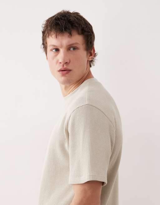 ASOS DESIGN – Gräddvit, kraftig t-shirt med avslappnad passform och våffeltextur, 4 av 5
