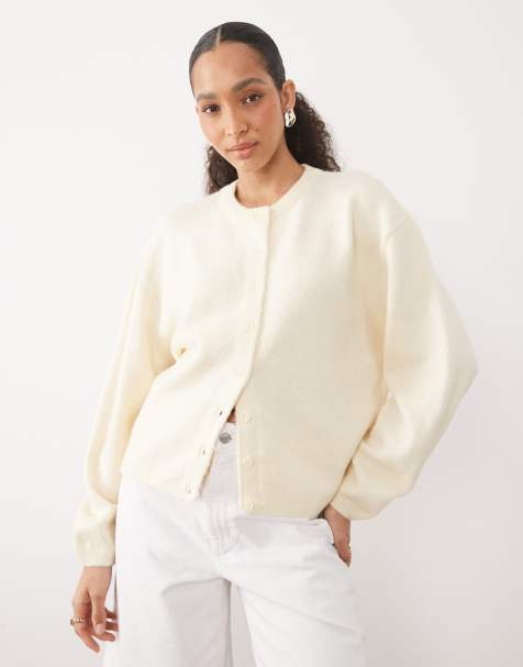 ASOS DESIGN – Gräddvit, lätt kofta i relaxed fit - view 1