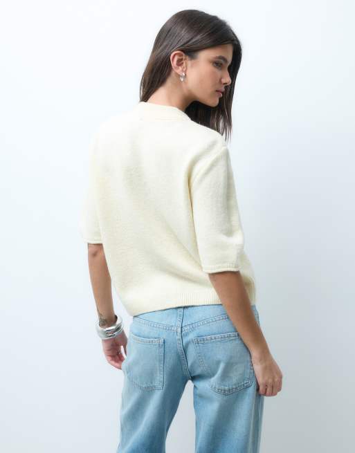 ASOS DESIGN – Gräddvit, lätt kofta med korta ärmar och avslappnad passform, 4 av 4