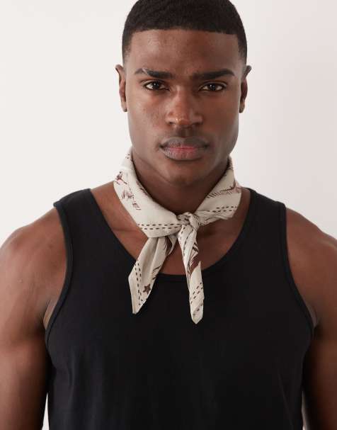 ASOS DESIGN – Gräddvit, mönstrad scarf i bomull - view 1