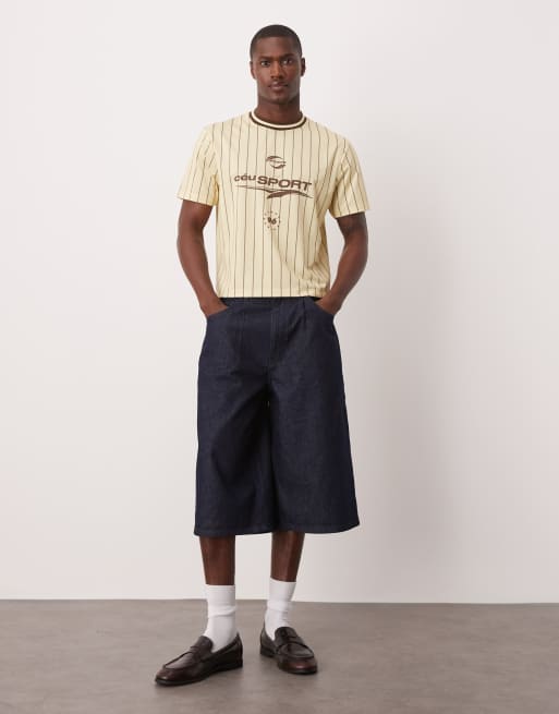 ASOS DESIGN – Gräddvit, randig, kort t-shirt med sportigt tryck , 4 av 4