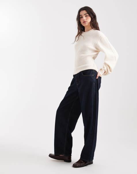 ASOS DESIGN – Gräddvit, ribbad tröja med rund halsringning - view 1