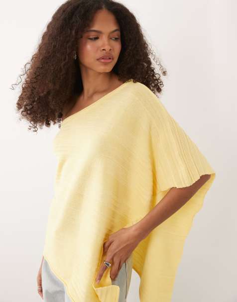 ASOS DESIGN – Gräddvit, ribbstickad poncho i lång modell - view 1
