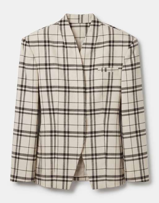 ASOS DESIGN – Gräddvit, rutig kavaj med omlottdesign, 5 av 11