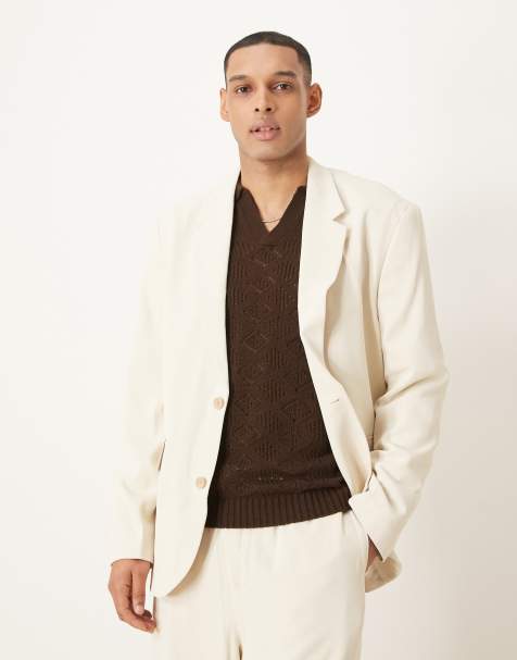ASOS DESIGN – Gräddvit, slouchy kavaj med avslappnad passform, del av kostym - view 1