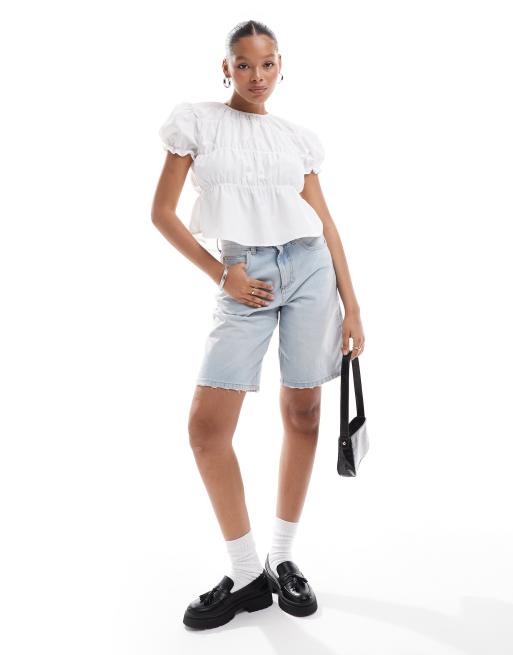 ASOS DESIGN – Gräddvit, smockad blus i poplin, 2 av 4