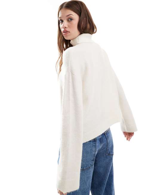 ASOS DESIGN – Gräddvit, stickad tröja med hög krage, 3 av 4