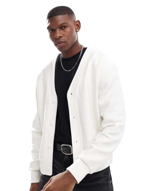 ASOS DESIGN – Gräddvit, strukturerad kofta i oversize, del av set - view 1