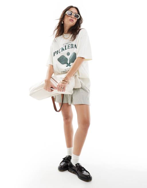 ASOS DESIGN – Gräddvit t-shirt i boyfriend-modell med "Pickleball"-tryck, 3 av 4