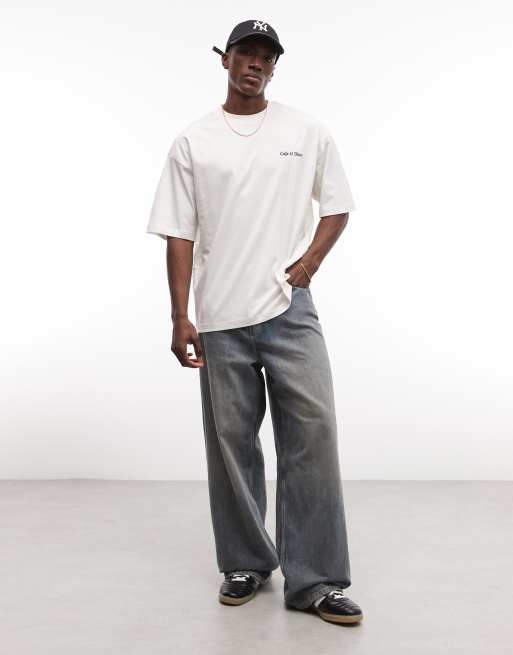 ASOS DESIGN – Gräddvit t-shirt i oversize med DJ-tryck, 2 av 5