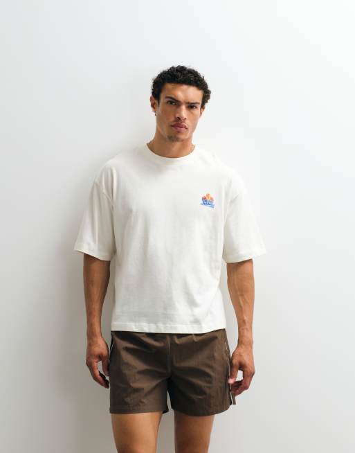 ASOS DESIGN – Gräddvit t-shirt i oversize med persikotryck och boxig passform, 2 av 7