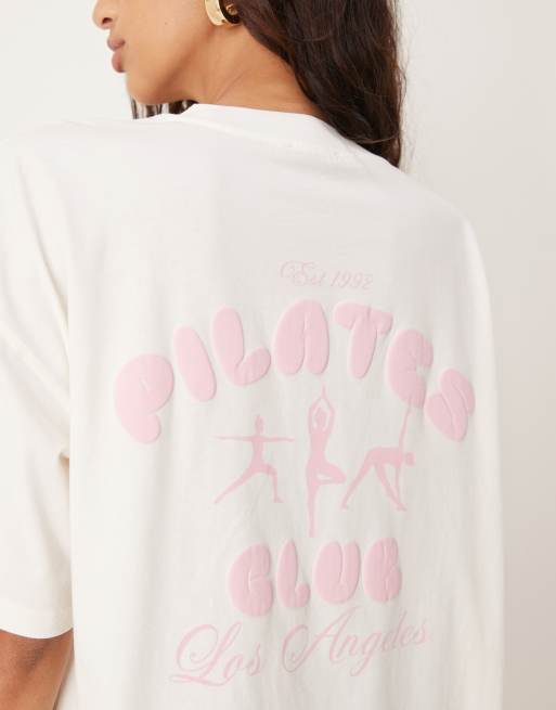 ASOS DESIGN – Gräddvit t-shirt i oversize med puffat pilatestryck, 2 av 4