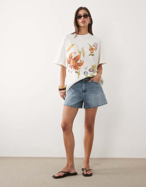 ASOS DESIGN – Gräddvit t-shirt i oversized fit med vintageinspirerat blomtryck, 2 av 4
