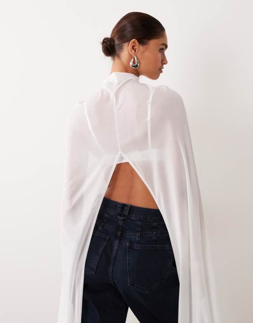 ASOS DESIGN – Gräddvit topp med hellång capedesign, 4 av 4