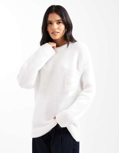 ASOS DESIGN – Gräddvit tröja med veck vid ärmarna - view 1