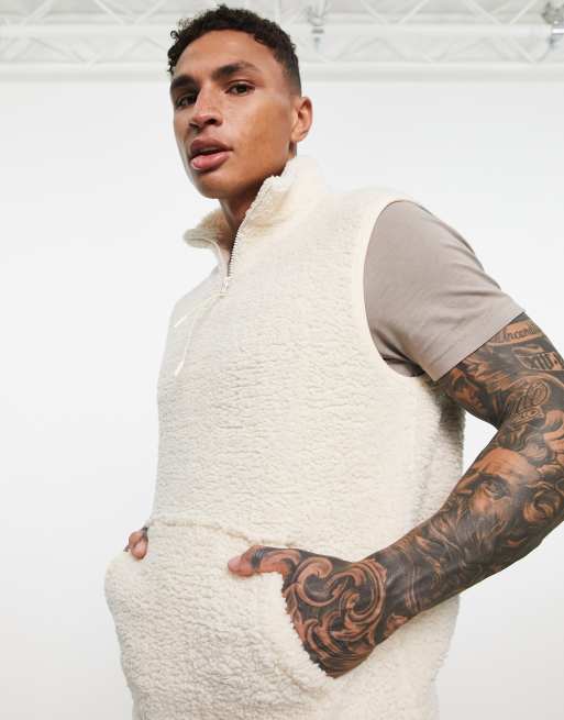 ASOS DESIGN – Gräddvit väst av teddy i oversize