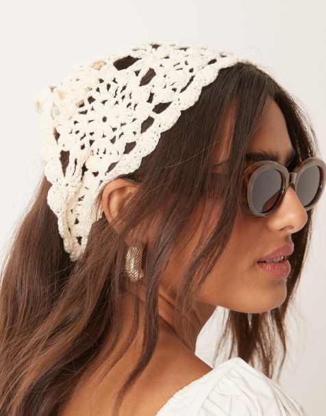 ASOS DESIGN – Gräddvit, virkad hårsjal - view 1