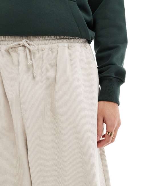 ASOS DESIGN – Gräddvita, baggy fallskärmsbyxor i manchester, 3 av 5