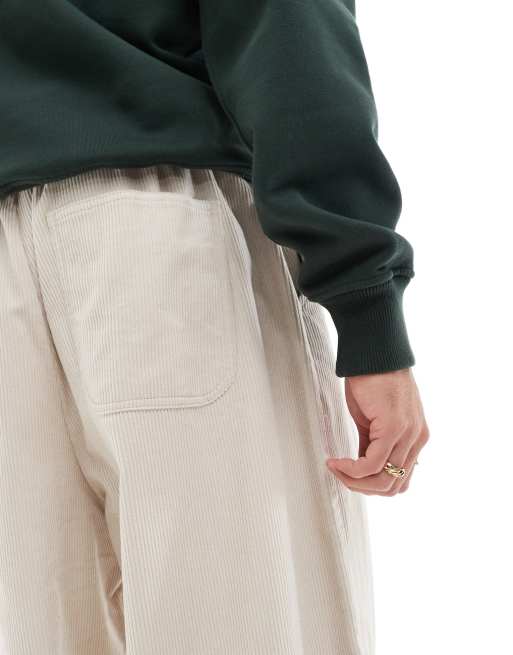 ASOS DESIGN – Gräddvita, baggy fallskärmsbyxor i manchester, 5 av 5