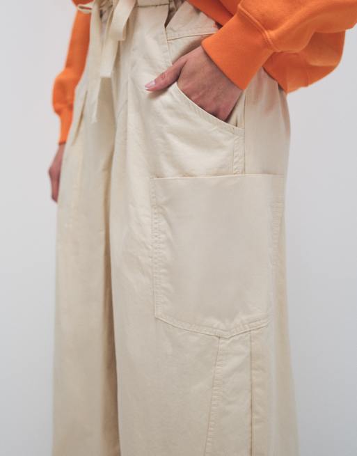 ASOS DESIGN – Gräddvita barrelbyxor i dra på-modell, 3 av 7