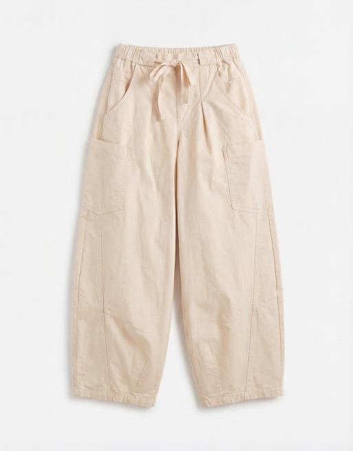 ASOS DESIGN – Gräddvita barrelbyxor i dra på-modell, 6 av 7