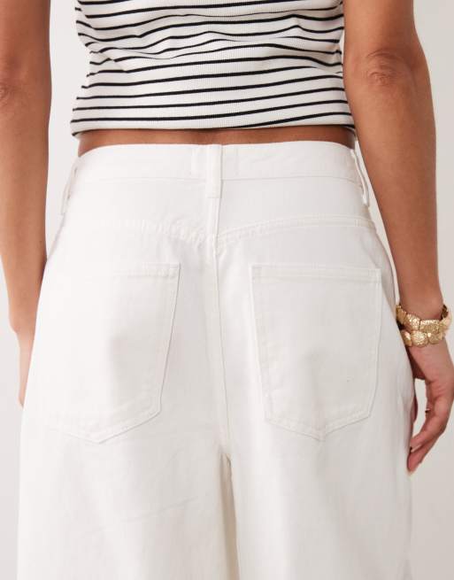 ASOS DESIGN – Gräddvita culotte-byxor i denim med vida ben, 4 av 5