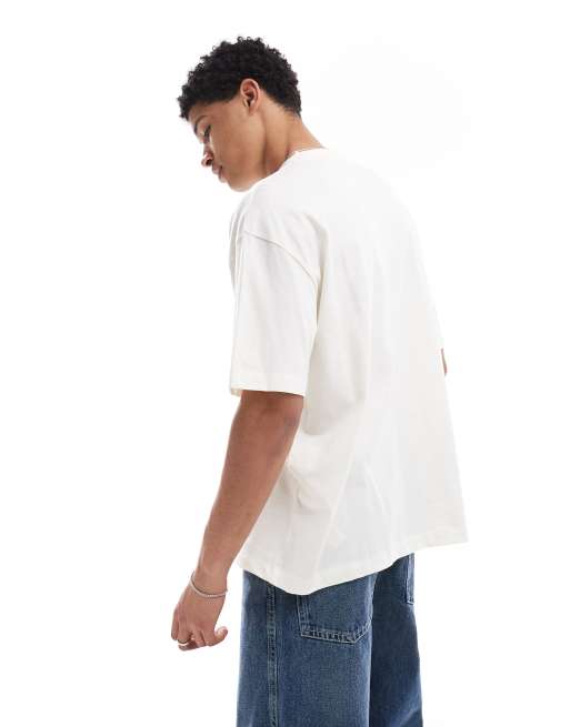 ASOS DESIGN – Gräddvita och gråmelerade, enkla t-shirts i oversize, 2-pack, 2 av 4