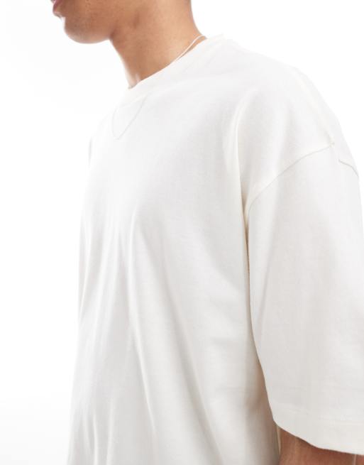 ASOS DESIGN – Gräddvita och gråmelerade, enkla t-shirts i oversize, 2-pack, 3 av 4