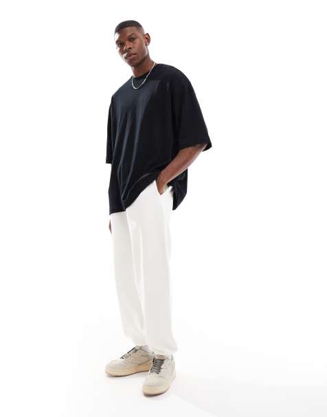 ASOS DESIGN – Gräddvita, strukturerade mjukisbyxor i oversize, del av set - view 1
