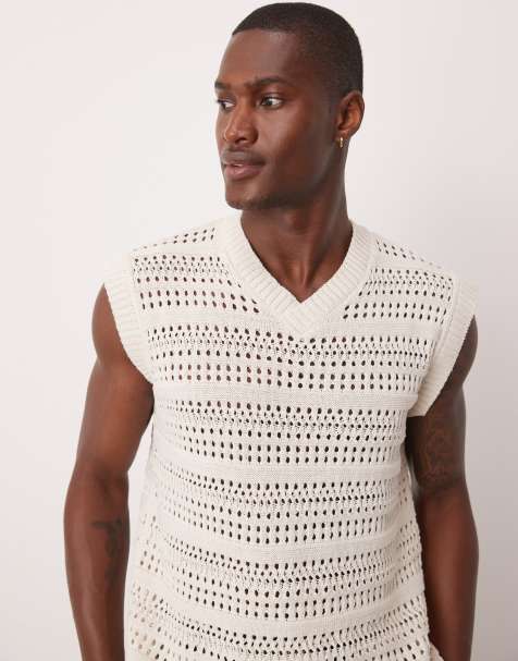 ASOS DESIGN – Gräddvitt, hålstickat linne med avslappnad passform - view 1