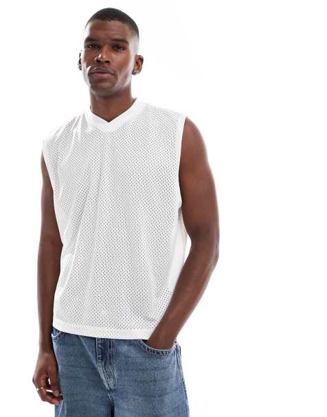 ASOS DESIGN – Gräddvitt linne i mesh med boxig oversize-passform - view 1