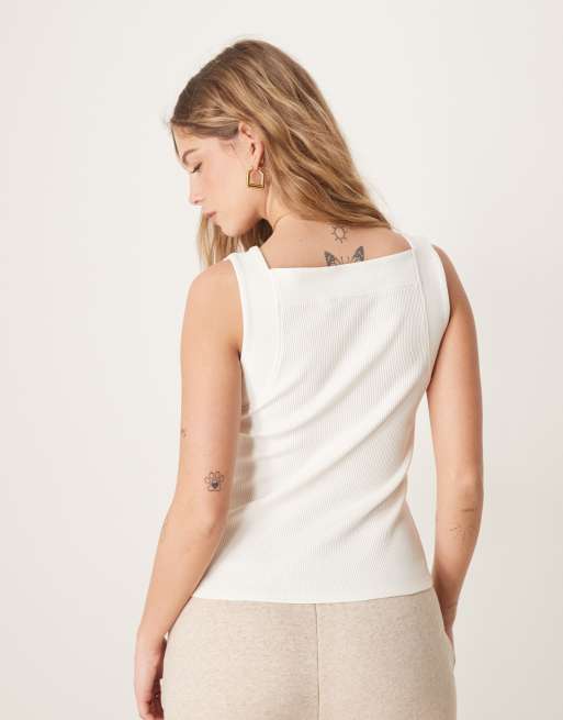 ASOS DESIGN – Gräddvitt linne med fyrkantig ringning och grova kanter, 4 av 4
