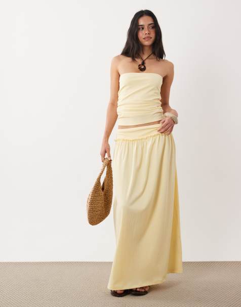 ASOS DESIGN – Gräddvitt, ryschat set med bandeau-topp - view 1
