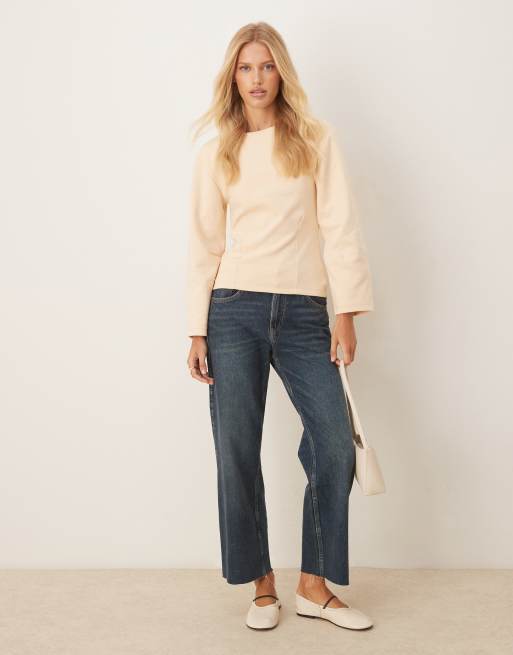 ASOS DESIGN – Gräddvitt set med interlocksömmar