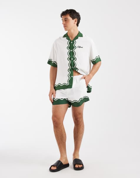 ASOS DESIGN – Gräddvitt set med mönstrade kantband - view 1