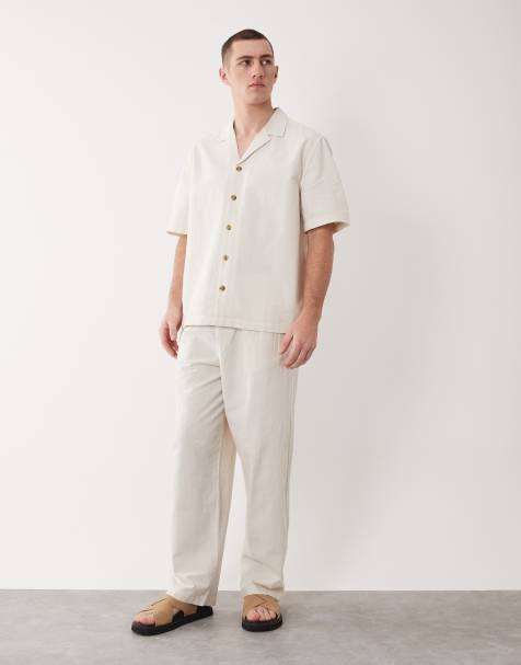 ASOS DESIGN – Gräddvitt, texturerat set med platt krage - view 1