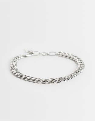 Asos Design Graduated Chain Bracelet In Metallic