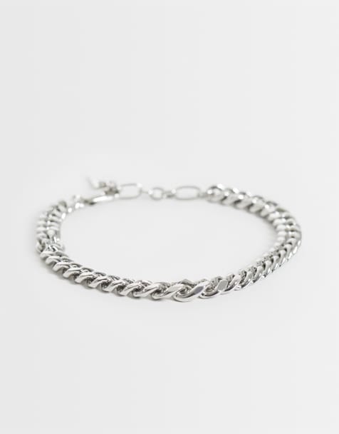 ASOS DESIGN graduated chain bracelet in silver - view 1